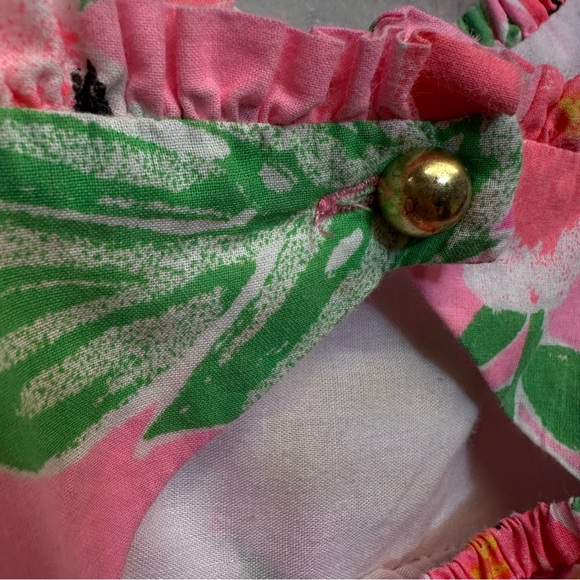 Tommy Bahama Dress Girls Sz 8 Hawaiian Floral Parrots Tropical Bird Crochet Trim - Picture 8 of 11